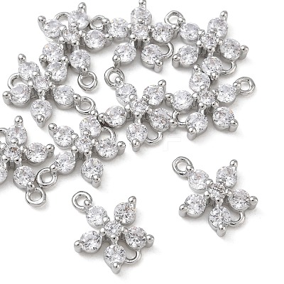 SHEGRACE Brass Pave Clear Cubic Zirconia Connector Charms XGRQ7H576-954P-1