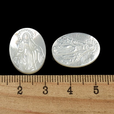 Carved Natural White Shell Cabochons SSHEL-N038-08C-04-1