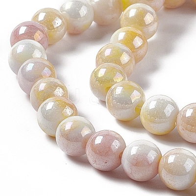 Electroplated Glass Beads Strands GLAA-C023-01F-1