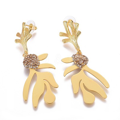 Polymer Clay Rhinestone Dangle Stud Earrings EJEW-G256-06G-1