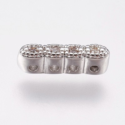 Brass Micro Pave Cubic Zirconia Spacer Bars KK-I614-038C-P-1