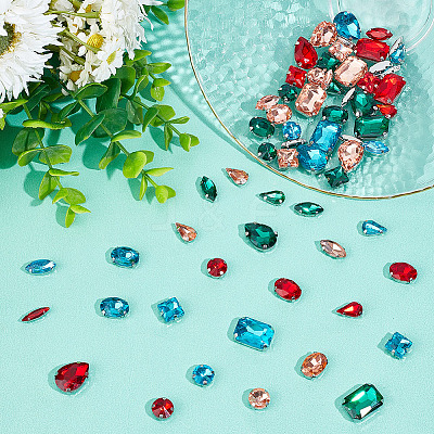 64Pcs 32 Styles Octagon/Teardrop/Horse Eye Sew on Rhinestone RGLA-DC0001-02-1