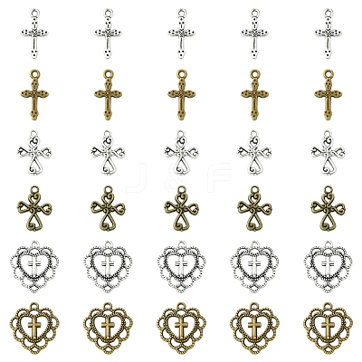 60Pcs 6 Styles Tibetan Style Alloy Pendants TIBEP-FS0001-24-1