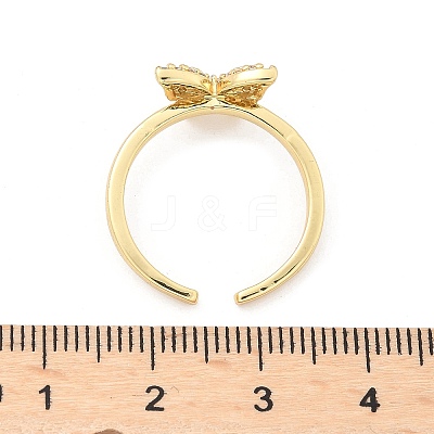 Adjustable Brass Micro Pave Clear Cubic Zirconia Cuff Rings X-RJEW-G096-42G-1