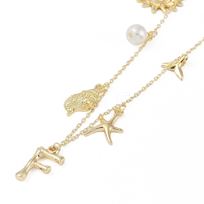 Bohemian Summer Beach Style 18K Gold Plated Shell Shape Initial Pendant Necklaces IL8059-6-1