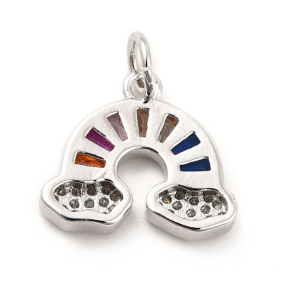 Rack Plating Brass Cubic Zirconia Charm KK-K270-01P-1