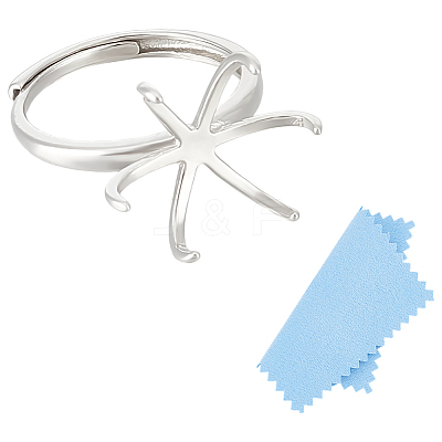 1Pc Adjustable Rhodium Plated 925 Sterling Silver Ring Findings STER-UN0001-19-1
