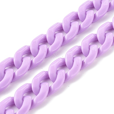 7 Strands 7 Colors Handmade Opaque Acrylic Curb Chain AJEW-JB00989-1