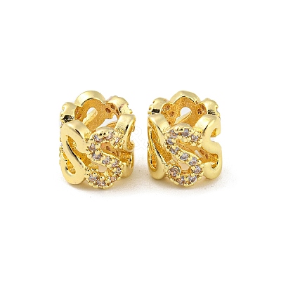 Brass Micro Pave Cubic Zirconia European Beads KK-H452-10G-1