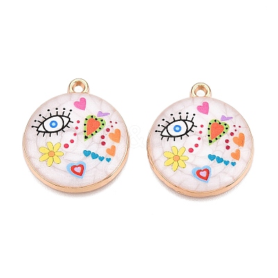 Printed Rack Plating Alloy Enamel Pendants ENAM-T020-02F-1