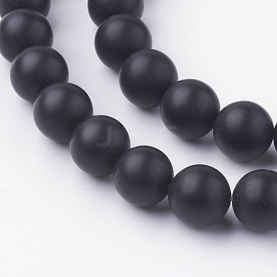 Natural Black Agate Bead Strands G-G735-60F-8mm-A-1