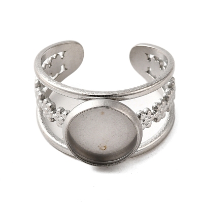 304 Stainless Steel Cuff Ring Components STAS-V012-01A-P-1