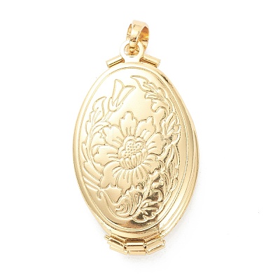 Brass Locket Pendants KK-P199-10G-1