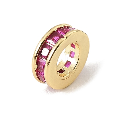 Brass Micro Pave Cubic Zirconia European Beads CU-CBA389D-05G-02-1