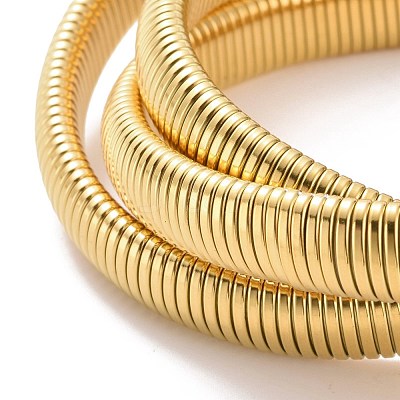 304 Stainless Steel Interlocking Flat Snake Chains Bracelet BJEW-G642-01G-1