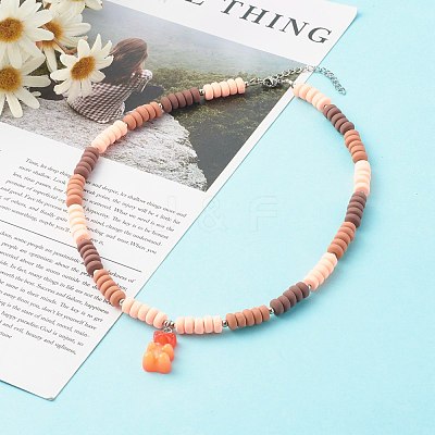 Polymer Clay Beaded Necklaces NJEW-JN03585-02-1