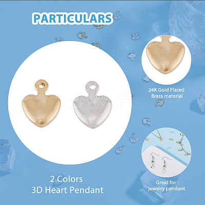60Pcs 2 Colors Brass Charms KK-HY0001-96-1