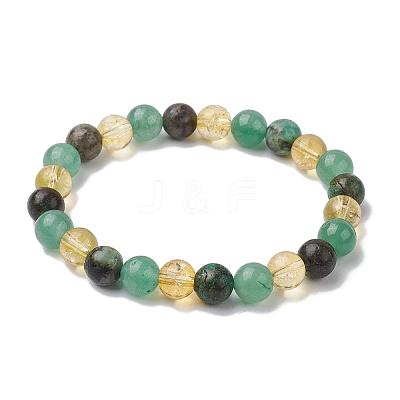 8mm Round Natural African Turquoise(Jasper) & Green Aventurine BJEW-JB10625-01-1
