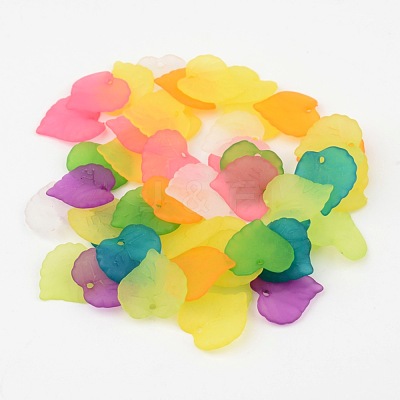 Mixed Transparent Forsted Leaf Acrylic Charms X-PL591-1