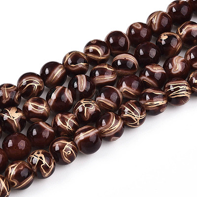 Baking Paint Glass Beads Strands DGLA-N010-10mm-08-1
