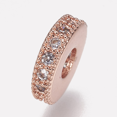 Brass Micro Pave Cubic Zirconia Bead Spacers ZIRC-K074-11B-01RG-1