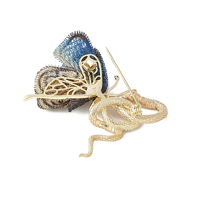Snake & Butterfly Brass Micro Pave Cubic Zirconia Brooches JEWB-V003-04G-1