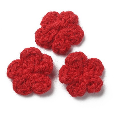 Peach Blossom Handmade Crochet Cotton Ornament Accessories AJEW-WH0326-53B-1