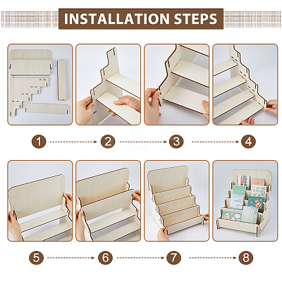 Wood Place Card Display Stands AJEW-FH0009-10-1
