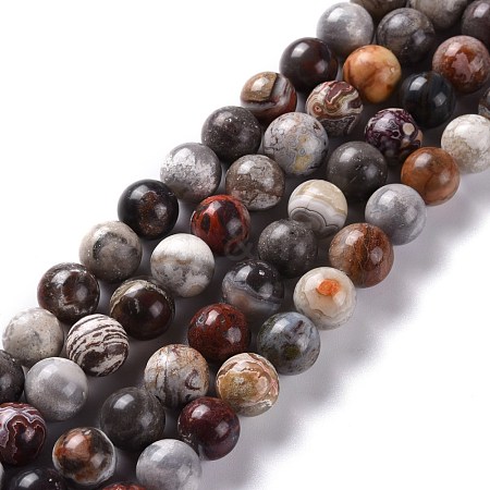 Natural Crazy Agate Round Beads Strands G-M379-25-1