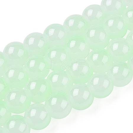 Baking Paint Imitation Jade Glass Round Bead Strands X1-DGLA-N003-10mm-08-1-1