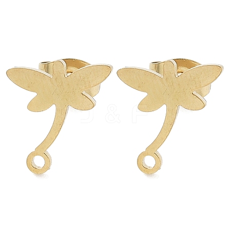 Dragonfly Ion Plating(IP) 304 Stainless Steel Stud Earring Findings STAS-I206-97G-1