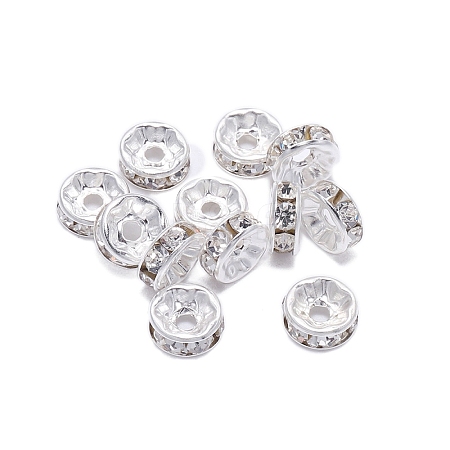 Rondelle Brass Rhinestone Spacer Beads FS-WG29681-02-1