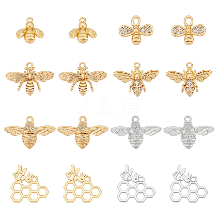 16Pcs 8 Styles Brass Pendants KK-BC0015-18-1