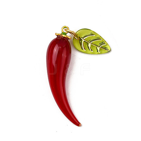 Brass Enamel & Handmade Lampwork Pendants LAMP-H068-03G-01-1