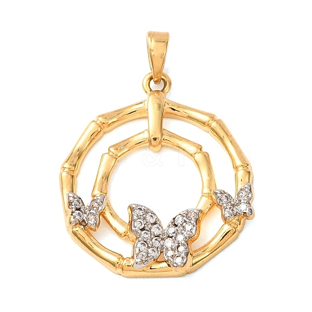 Brass Micro Pave Clear Cubic Zirconia Pendants CU-CBAD515-01G-1