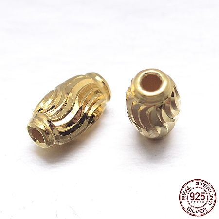 Real 18K Gold Plated Oval 925 Sterling Silver Beads STER-M101-08-7x4mm-1