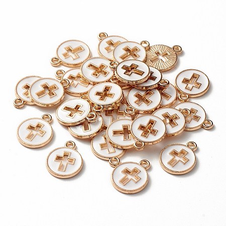 Light Gold Plated Alloy Enamel Pendants ENAM-R136-18A-1