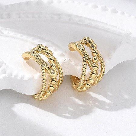 Rack Plating Brass Criss Cross Cuff Earrings EJEW-H099-11G-1