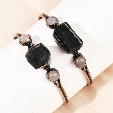 Natural Tourmaline & Quartz Crystal Cuff Bangles G-B149-16R-04-1
