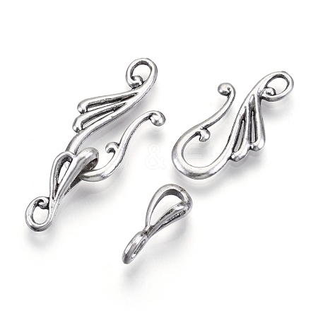 Tibetan Style Alloy Hook and Eye Clasps PALLOY-R134-04-RS-1