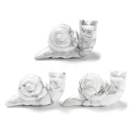 Natural Howlite Carved Healing Snail Figurines G-K342-02C-1