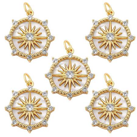 5Pcs Brass Micro Pave clear Cubic Zirconia Pendants ZIRC-SZ0002-56-1