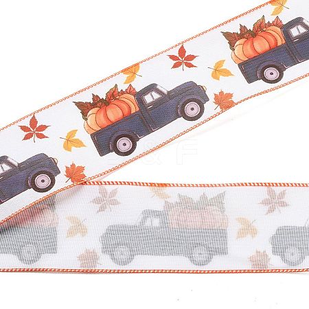 5 Yards Thanksgiving Day Printed Polyester Wired Ribbon LS-OCOR-K009-01C-1