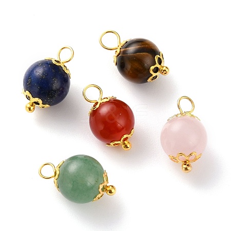 Natural Lapis Lazuli & Red Agate & Green Aventurine & Rose Quartz & Tiger Eye Pendants PALLOY-JF00580-1