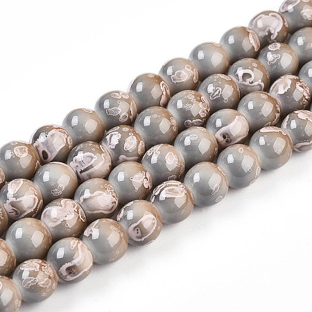 Baking Paint Glass Beads Strands DGLA-N008-8mm-08-1