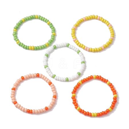 Rondelle Baking Plating Glass Seed Beads Bracelets BJEW-JB10784-1