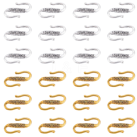 100Pcs 2 Colors Tibetan Style Alloy S-Hook Clasps TIBE-PH0001-40-1