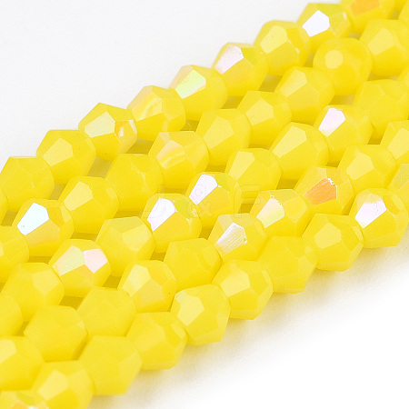 Opaque Solid Color Electroplate Glass Beads Strands EGLA-A039-P2mm-L05-1