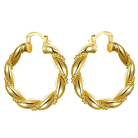 Casual Ring Brass Hoop Earrings EJEW-BB07347-G-1