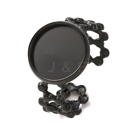 Hollow Flower 304 Stainless Steel Cuff Ring Components STAS-P454-03C-B-1